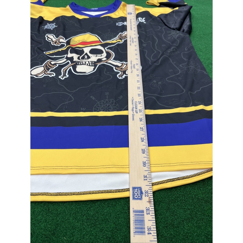 One Piece Straw Hat Pirates Hockey Jersey #1 Black Yellow Purple Mens XL - Picture 9 of 10